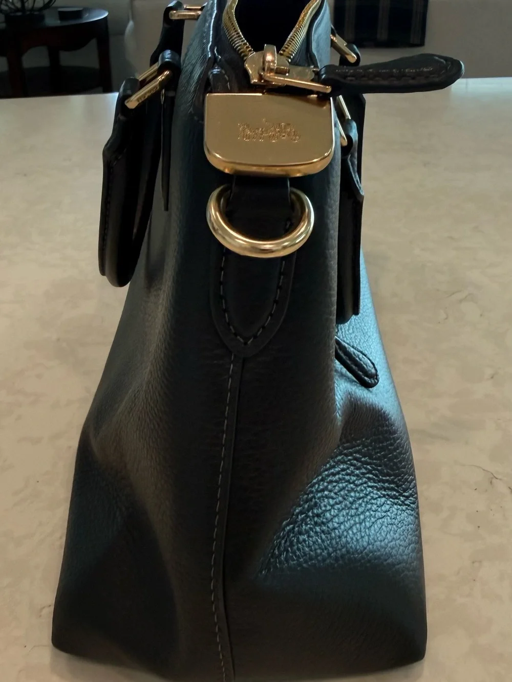 COACH Georgia Black Leather Satchel Handbag